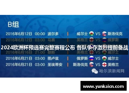2024欧洲杯预选赛完整赛程公布 各队争夺激烈提前备战